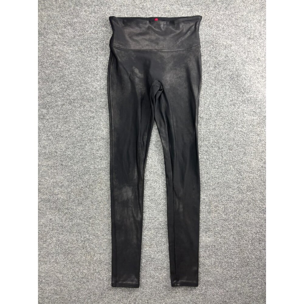 Spanx‎ Faux Leather Leggings Women's Small Black Pull On Mid Rise Skinny